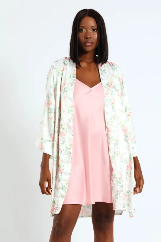 Gown & Floral Chemise Sleep Set  - White/Pink sold by Edgars 