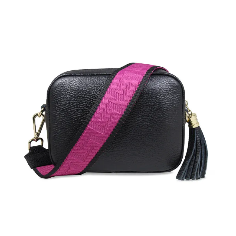 Coco: Black Leather & Fuchsia sold by Sole Bliss