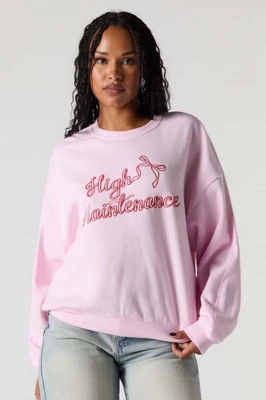 High Maintenance Embroidered Fleece Sweatshirt sold by Urban Planet