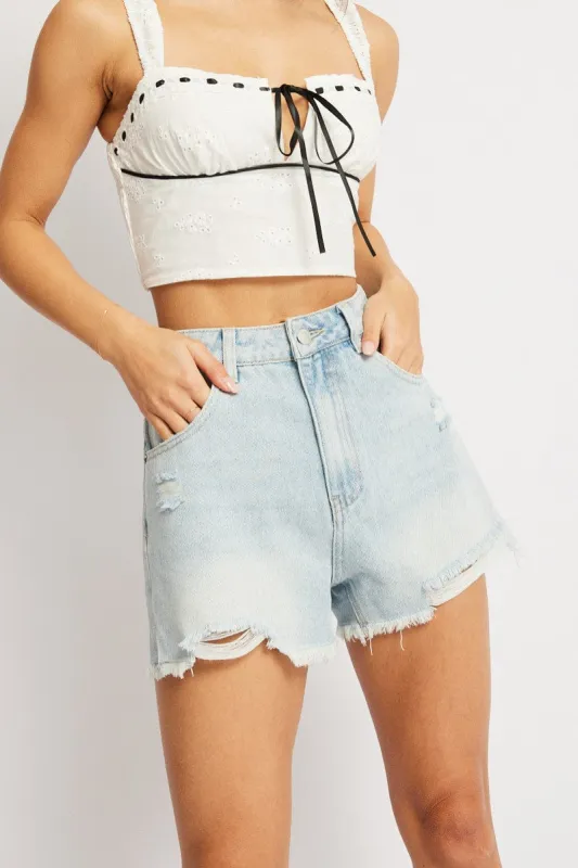 Denim Short High Rise Ripped sold by Ally Fashion