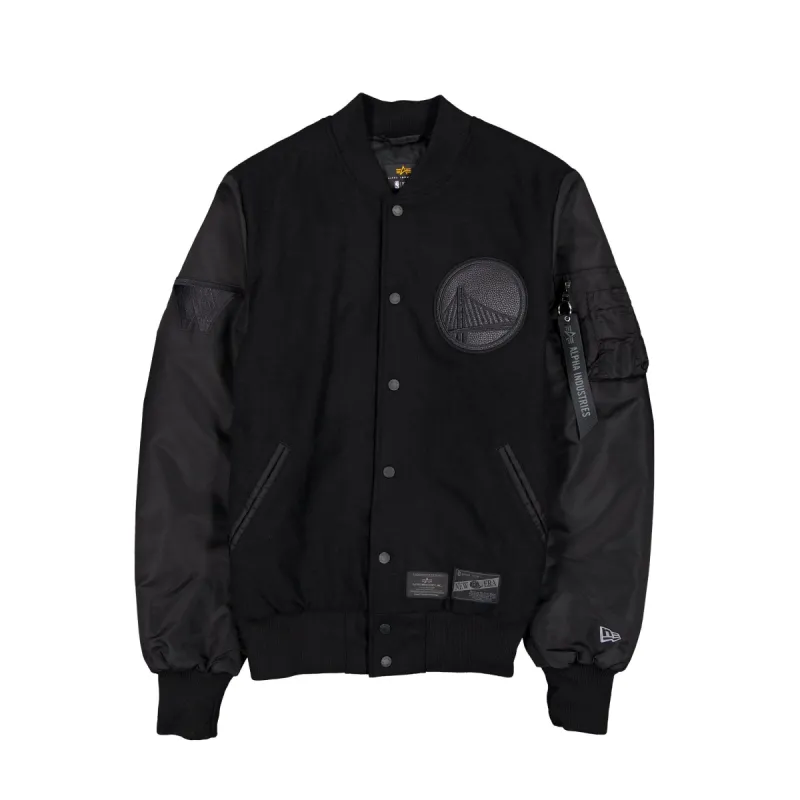 Alpha Industries x Golden State Warriors MA-1 Wool Varsity Jacket Black sold by New Era
