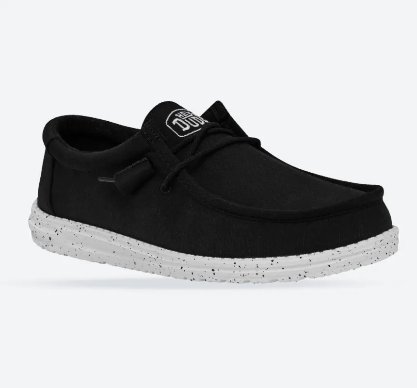 Men's Heydude 40009 Wally Slub Classic Slip On Shoes - Black sold by Wide Fit Shoes