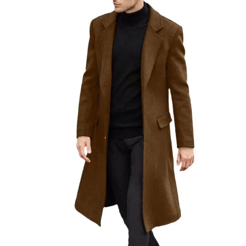 Men's Classic British StyleKnee-Length Woolen Coat 61839544K sold by Manly