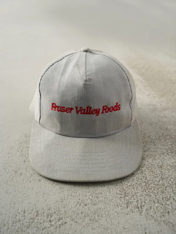 Vintage 90s Grey Fraser Valley Foods Corduroy Snapback sold by Rebalance Vintage