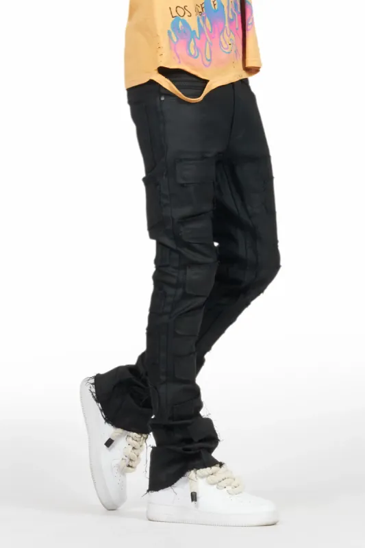 Shake Black Coated Stacked Flare Jean sold by Rockstar Original