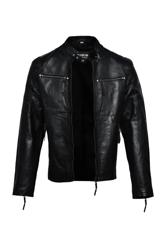 Eddy Black Bomber Leather Jacket sold by Prime Leather Shop