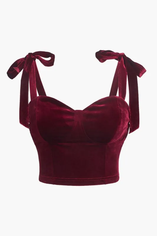 Plus størrelse fløjl bow bind cami top sold by Micas
