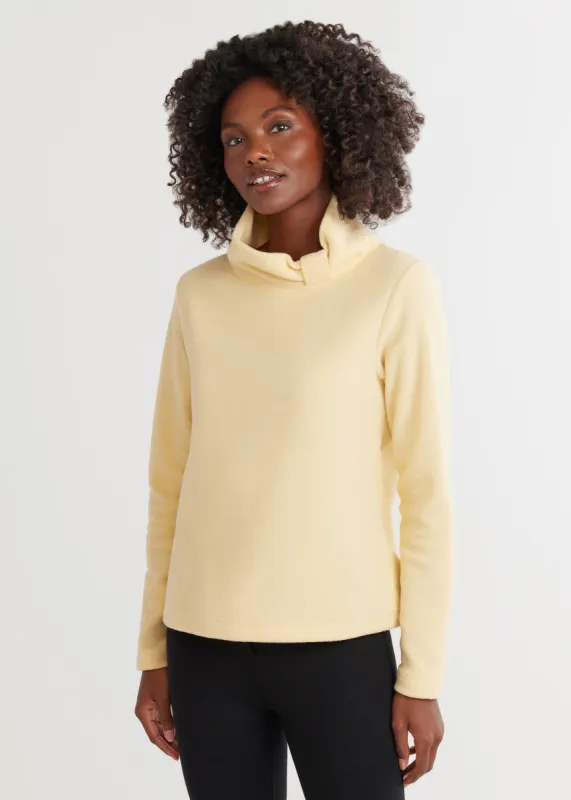 Juliet Turtleneck in Vello Fleece (Buttercream) sold by Dudley Stephens