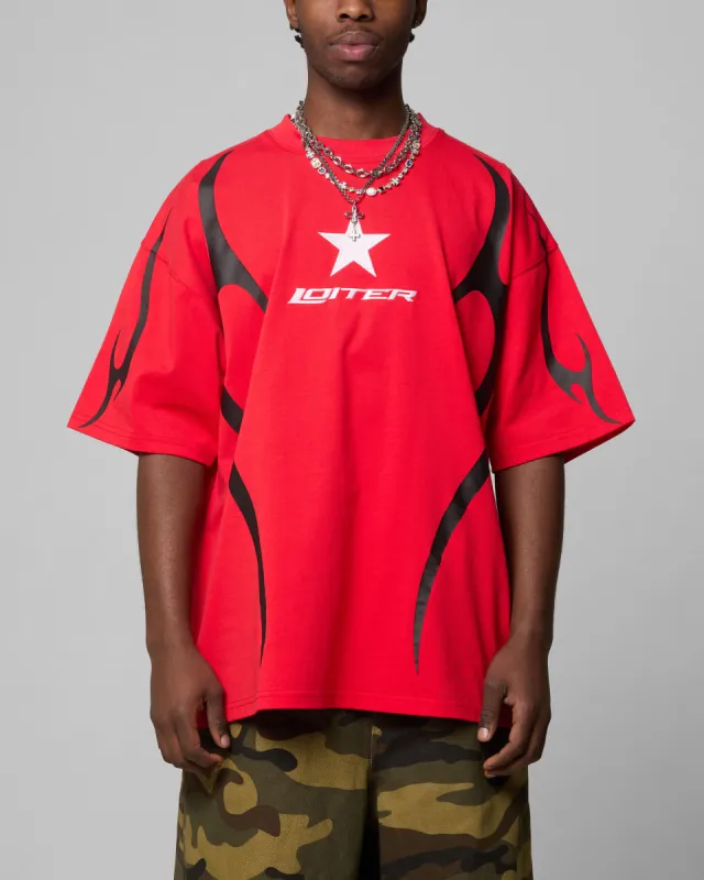 Loiter Trackstar T-Shirt Red sold by Culture Kings