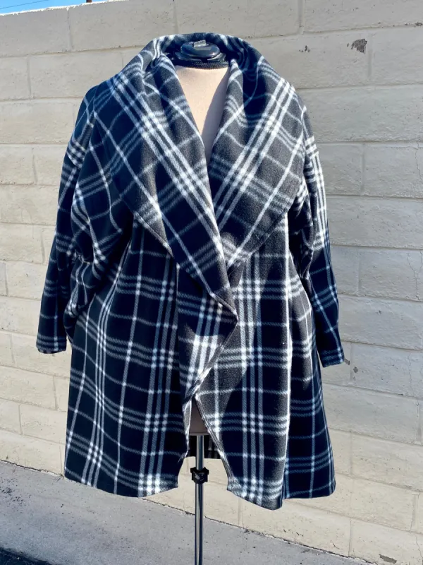 Cozy Coat - size Large  - Black & Cream Plaid sold by Love Your Peaches