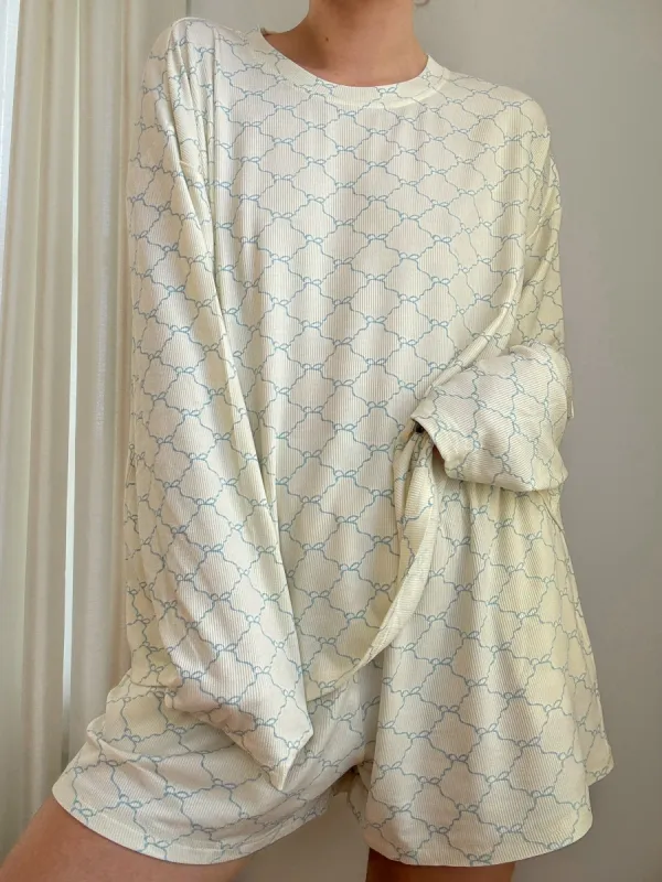 Luxurious Coquette Bow Pajama Top (pale yellow) sold by Sunkissed Coconut