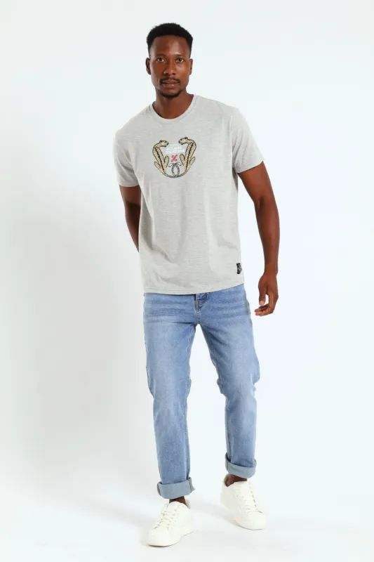 Leopard Tee - Grey Melange sold by Edgars