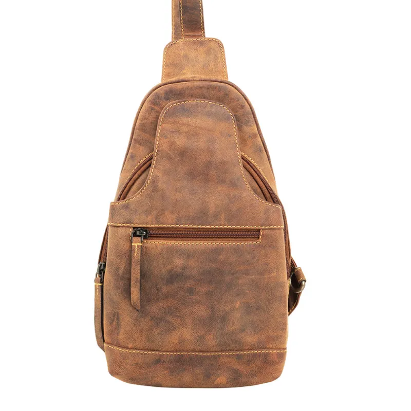 Western Fork Sling Bag in Camel sold by Myra Bag