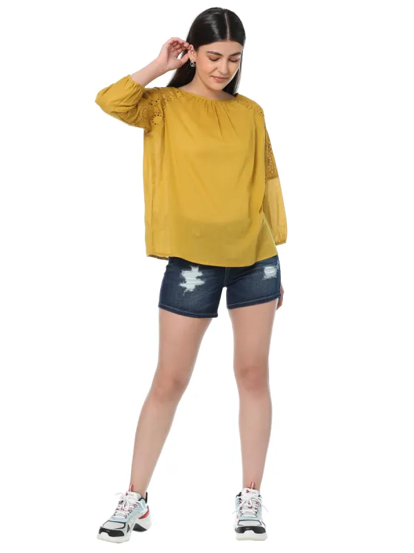 Distressed Denim Shorts sold by Myra Bag