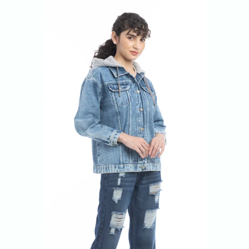 Kayleigh Hoodie Denim Jacket sold by Myra Bag