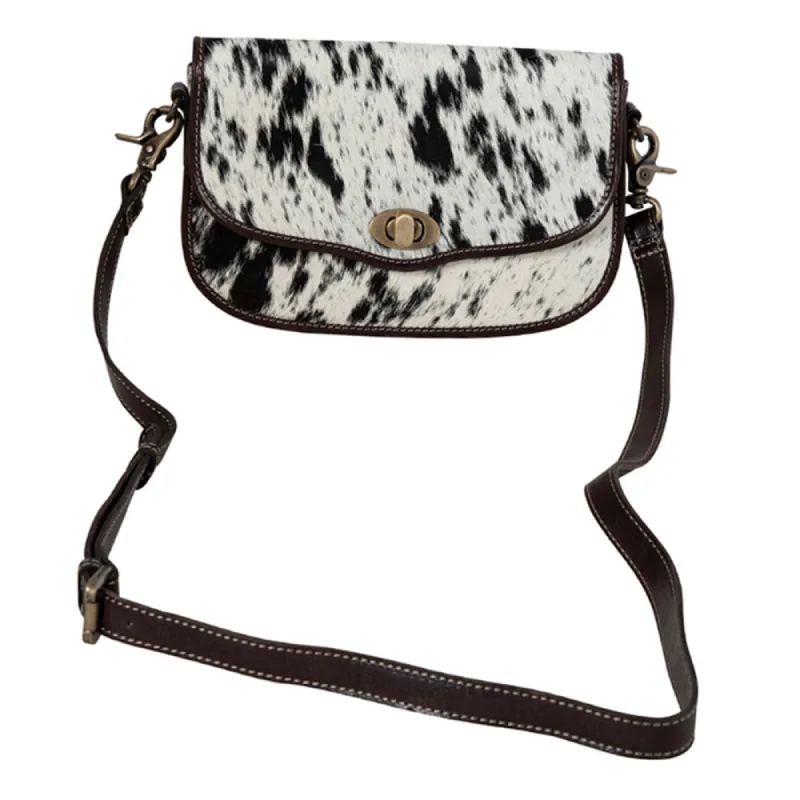 Angus Ridge Leather & Hairon Bag In Dark Hair-On Hide sold by Myra Bag