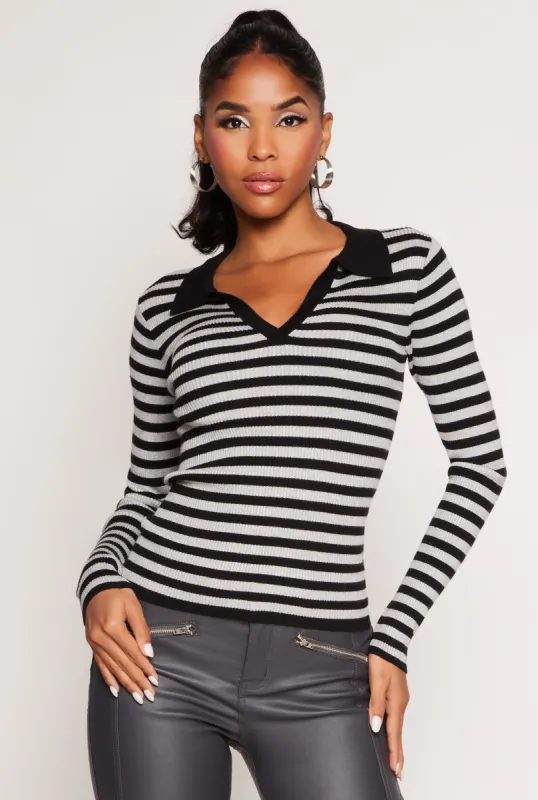 Johnny Collar Striped Sweater sold by Rainbow