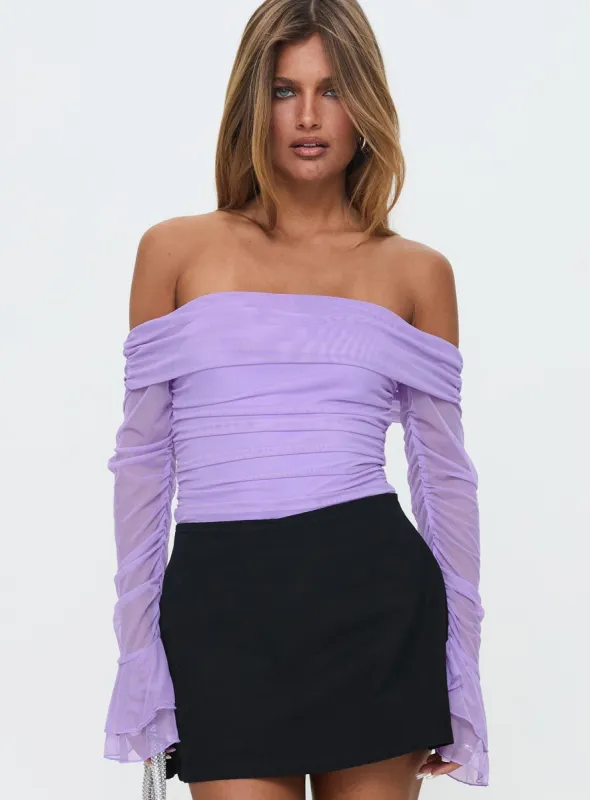 Feel A Way Off Shoulder Bodysuit Lilac sold by Princess Polly
