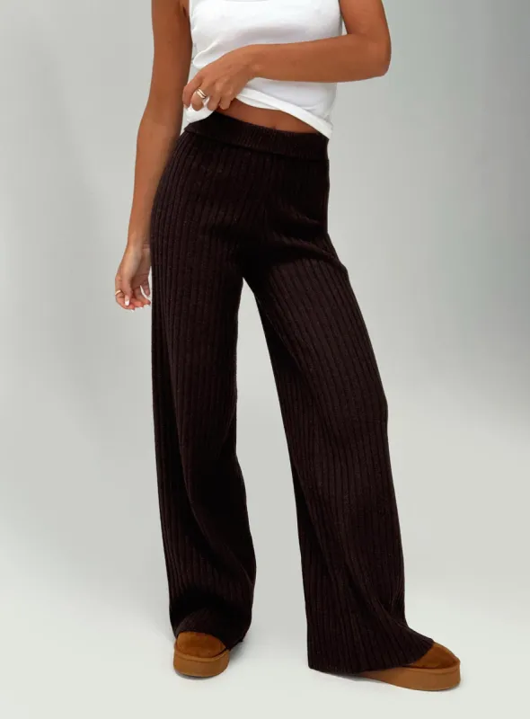 Montana Knit Pants Chocolate Brown sold by Princess Polly