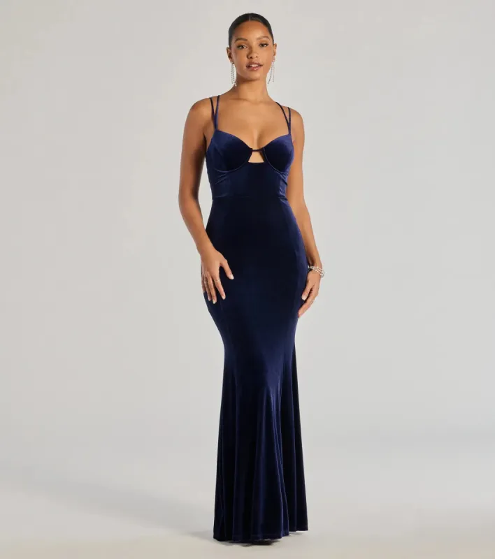 Jayne Velvet Lace-Up Mermaid Corset Dress sold by Windsor