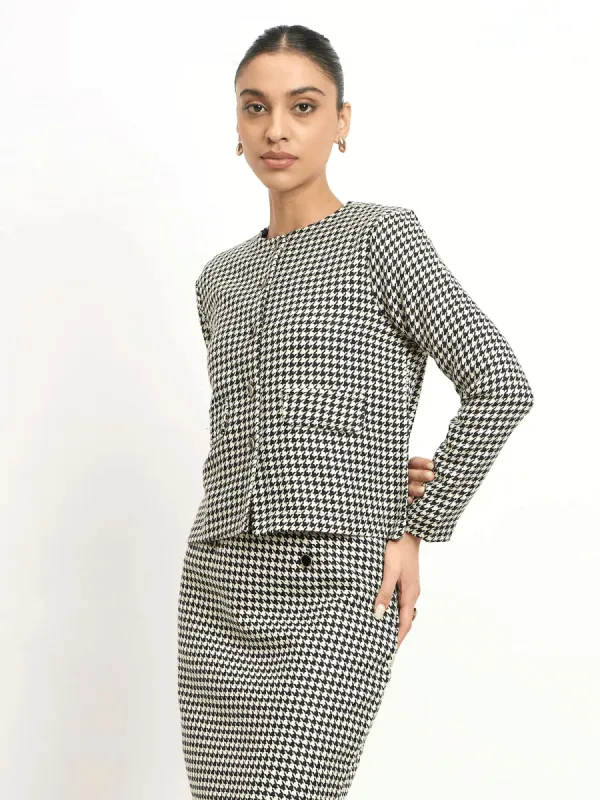 Susie Button Down Short Jacket - Black & White sold by Salt Attire