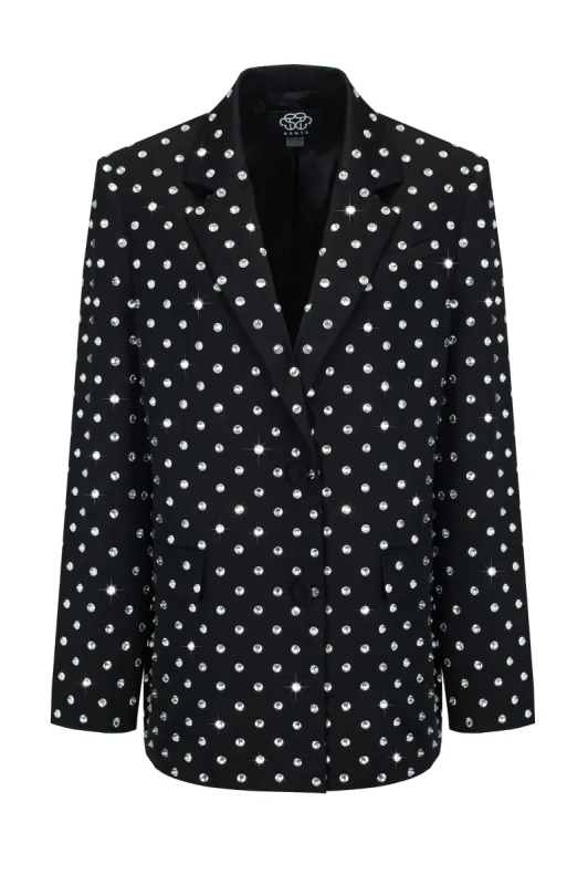 Crystal Rhinestone Embellished Blazer in Black sold by Santa Brand