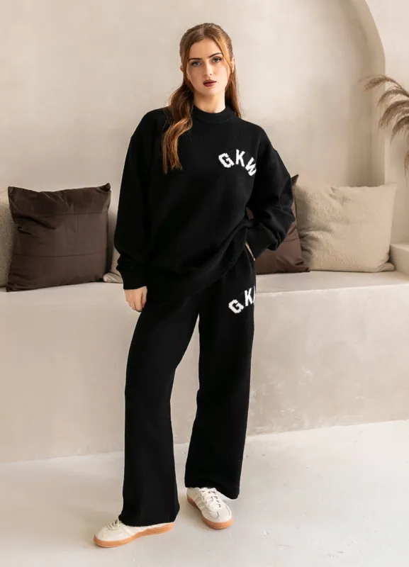 Gym King Restore Knitted Crew Tracksuit - Black sold by The Gym King