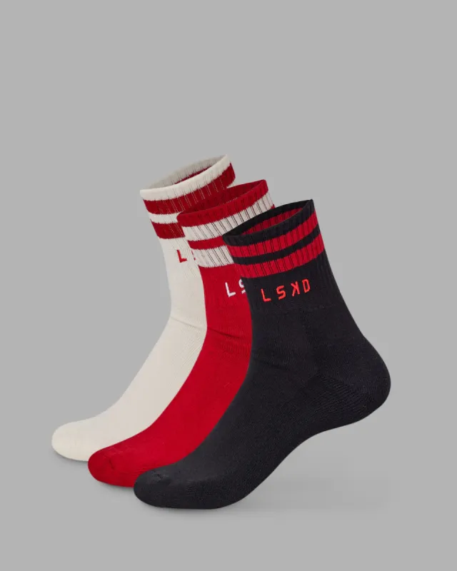 Heritage 3 Pack Quarter Socks - Multi-Cherry sold by LSKD