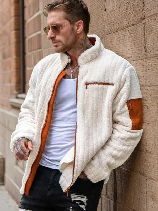 Comfy Colorblock Fleece Jacket sold by Coofandy