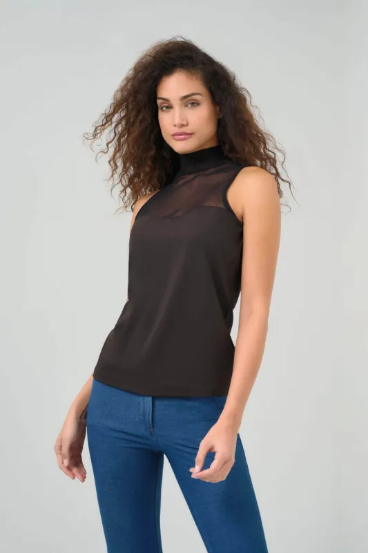 Ellen Sleeveless Mesh Mockneck Top sold by Anatomie