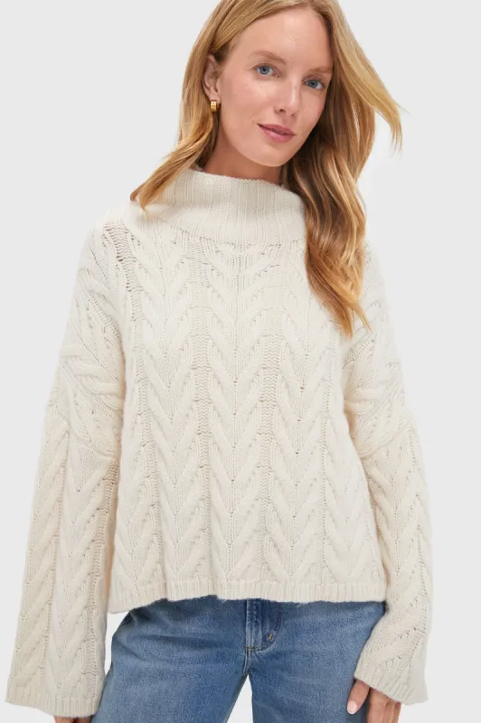 Feather White Cableknit Turtleneck sold by Tuckernuck