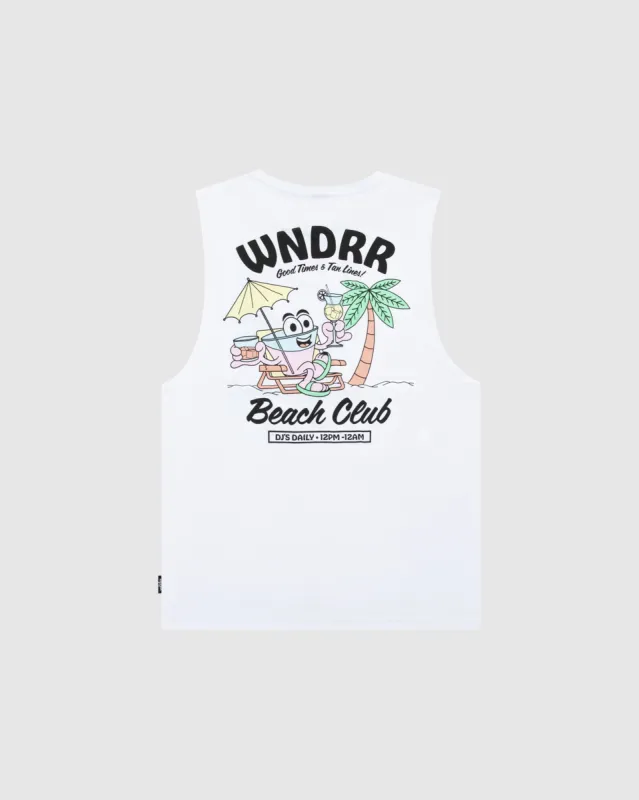 BEACH CLUB MUSCLE TOP - WHITE sold by WNDRR