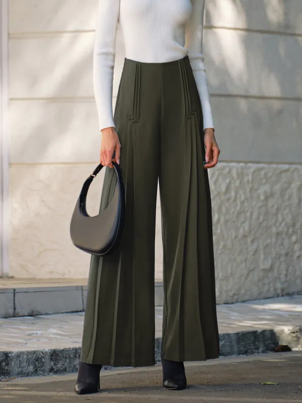 Pleated Design Wide-Leg Pants sold by COMMENSE