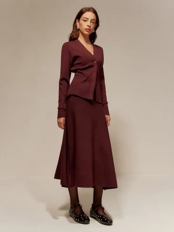 Wool-Blend Plain Sweater Skirt sold by COMMENSE