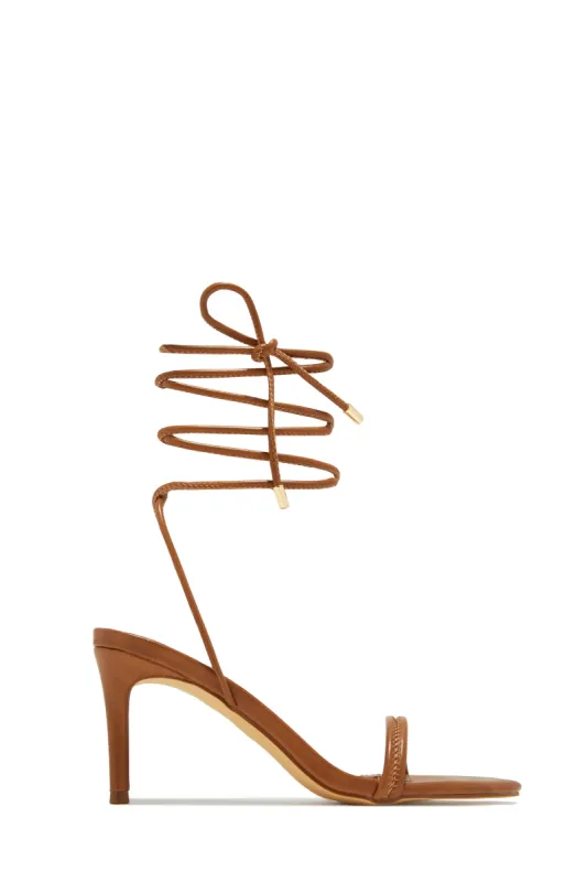 Ashantii Lace Up Mid Heels - Tan sold by Miss Lola