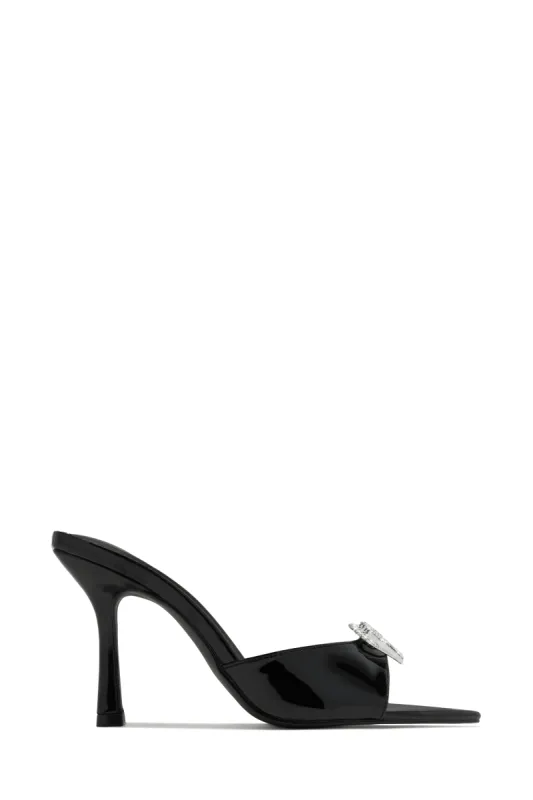 Uilani Heart Embellished Mule Heels - Black sold by Miss Lola