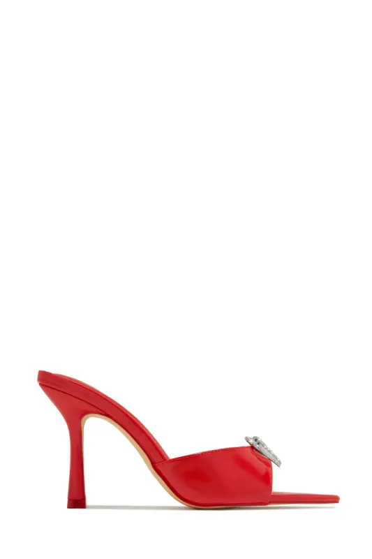 Uilani Heart Embellished Mule Heels - Red sold by Miss Lola
