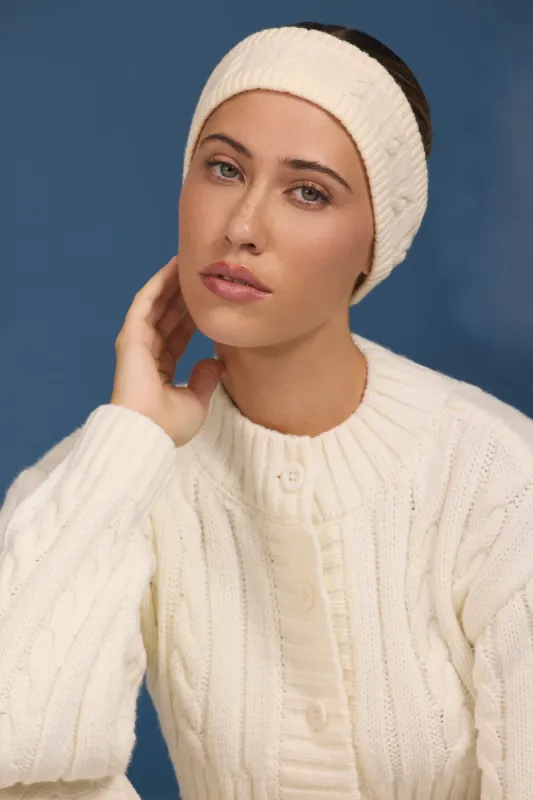 Cable-Knit Headband in Cream sold by Bo + Tee
