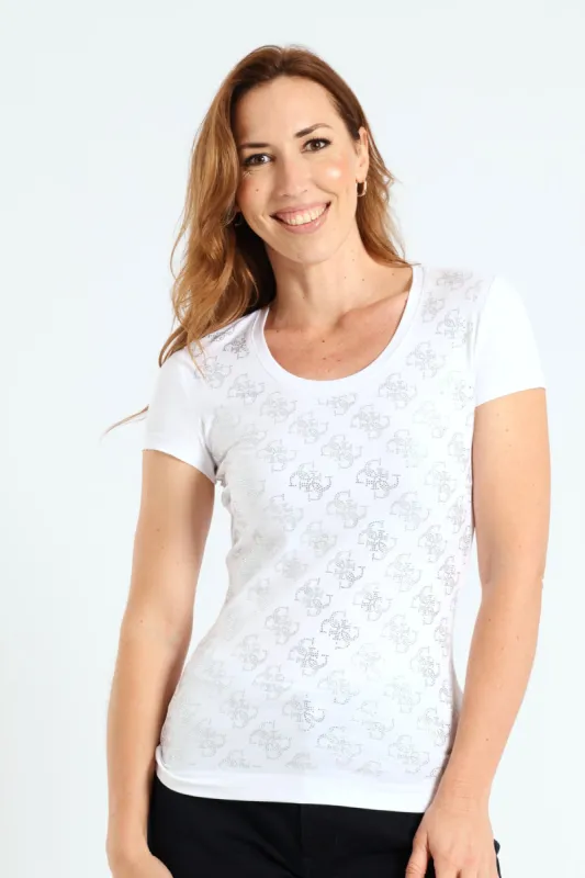 4G Allover Print Tee - White sold by Edgars