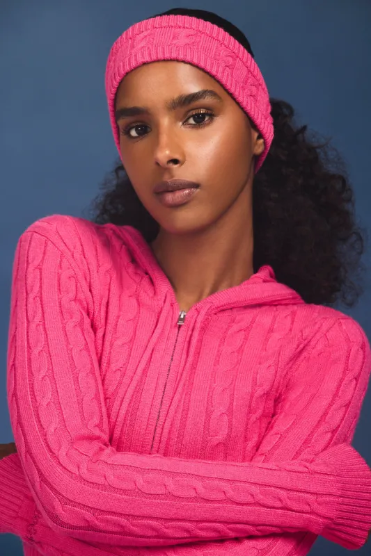 Cable-Knit Headband in Hot Pink sold by Oh Polly