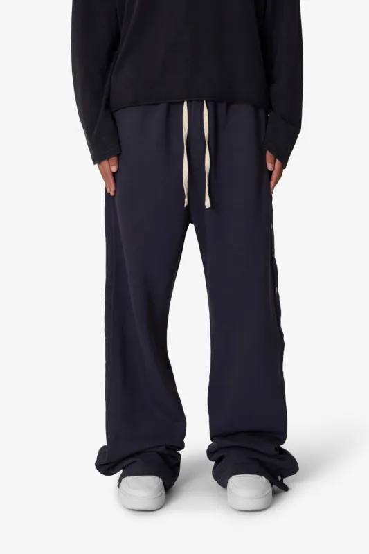 Side Snap Fleece Pants - Washed Black sold by MNML