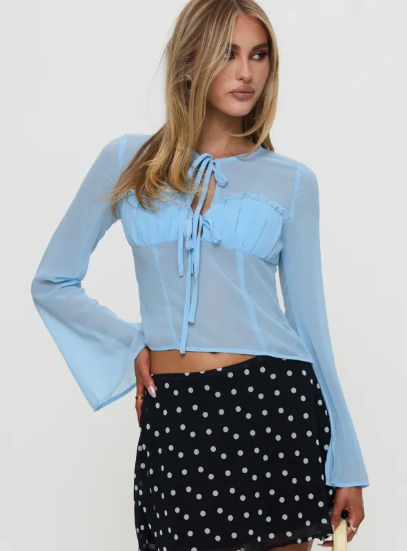 Coates Long Sleeve Top Blue sold by Princess Polly