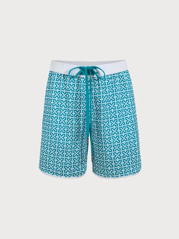 Blue Plaid Beach Men's 7" Swimming Trunks sold by BERLOOK