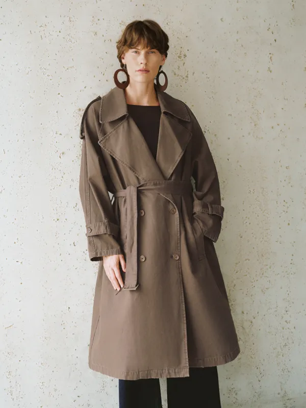 Notched Collar Double Breasted Trench Coats sold by Urban Revivo