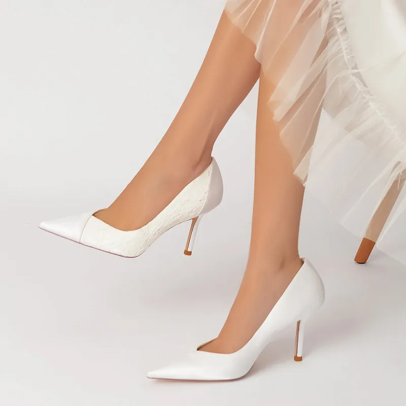 Stiletto Heel 8.5cm Silk-Like Lace Shoes CK0144 sold by Cocomelody