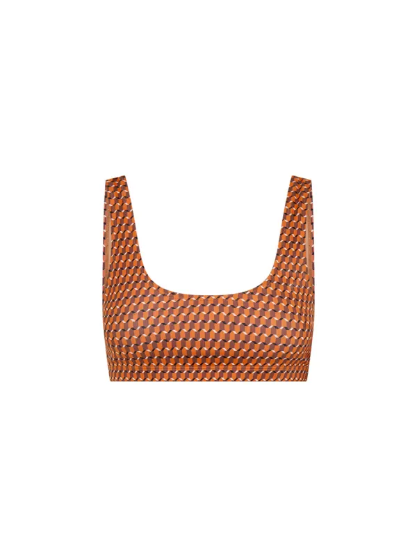 SCOOP NECK SWIM TOP - Geo Orange sold by Bondi Active