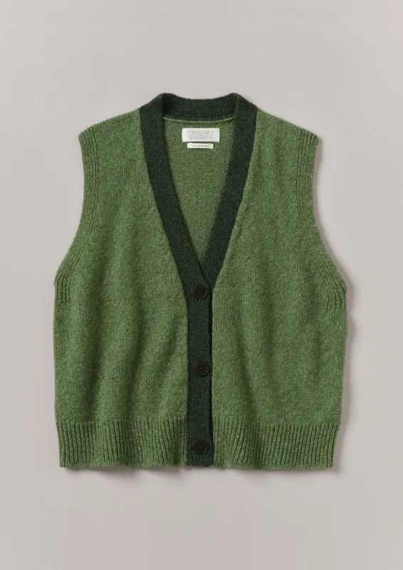 V-Neck Marled Wool Cotton Tank | Leaf Green/Forest sold by TOAST