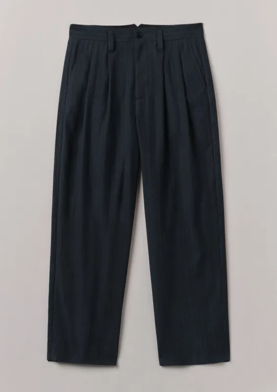 Bill Stripe Wool Cotton Trousers | Dark Indigo sold by TOAST