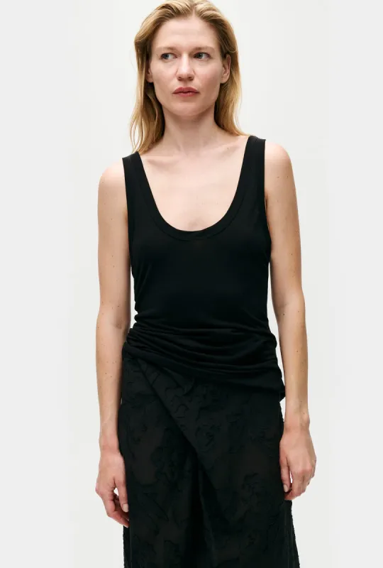 JERSEY MODAL SCOOP TANK BLACK sold by Silk Laundry