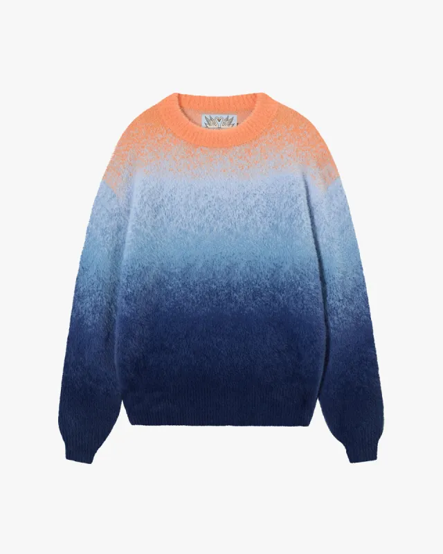 【COSYHARU】Blue Green F/W Overfit Knit Gradient Cozy Knit Sweater Orange | Parallel